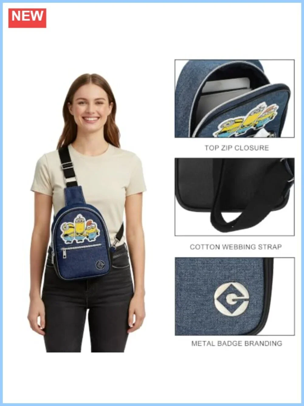 Minions Licensed Adjustable Sling Bag with Cartoon Print